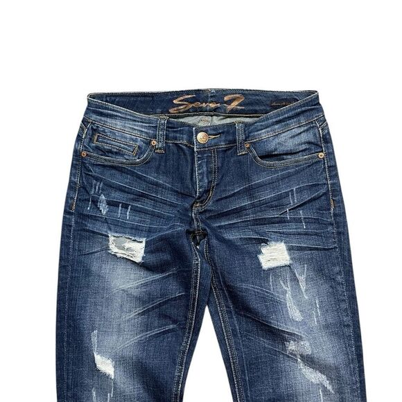 Seven7 Factory Destroyed Slim Straight Jeans Size 29 - Picture 4 of 12